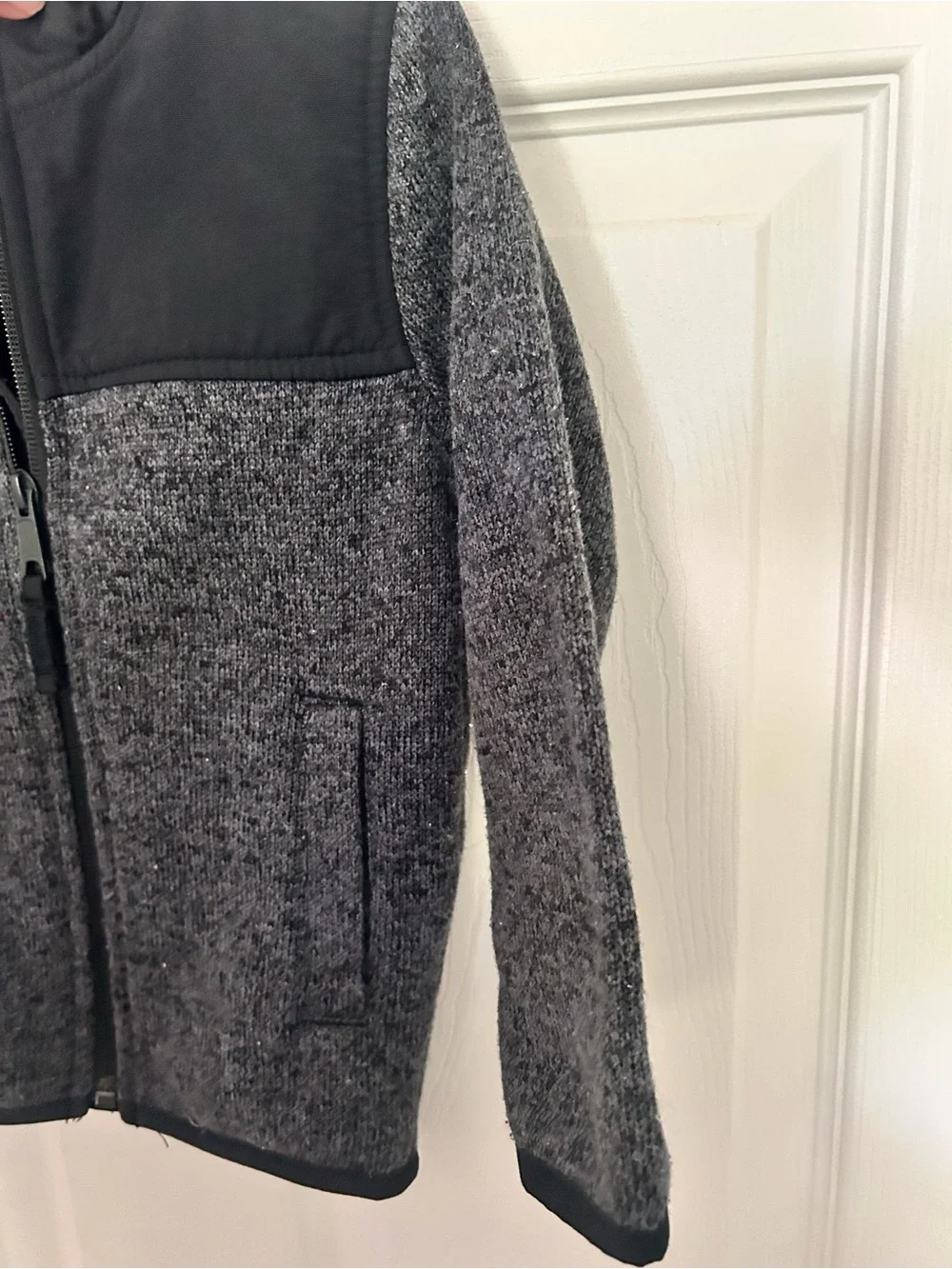 Toddler Boys, The Children's Place, Gray and Black Full-Zip Knit Fleece Jacket,